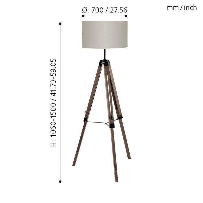 Eglo Lantada Vintage Φωτιστικό Δαπέδου Υ150xΜ70εκ. με Ντουί για Λαμπτήρα E27 σε Καφέ Χρώμα 94326 - second view